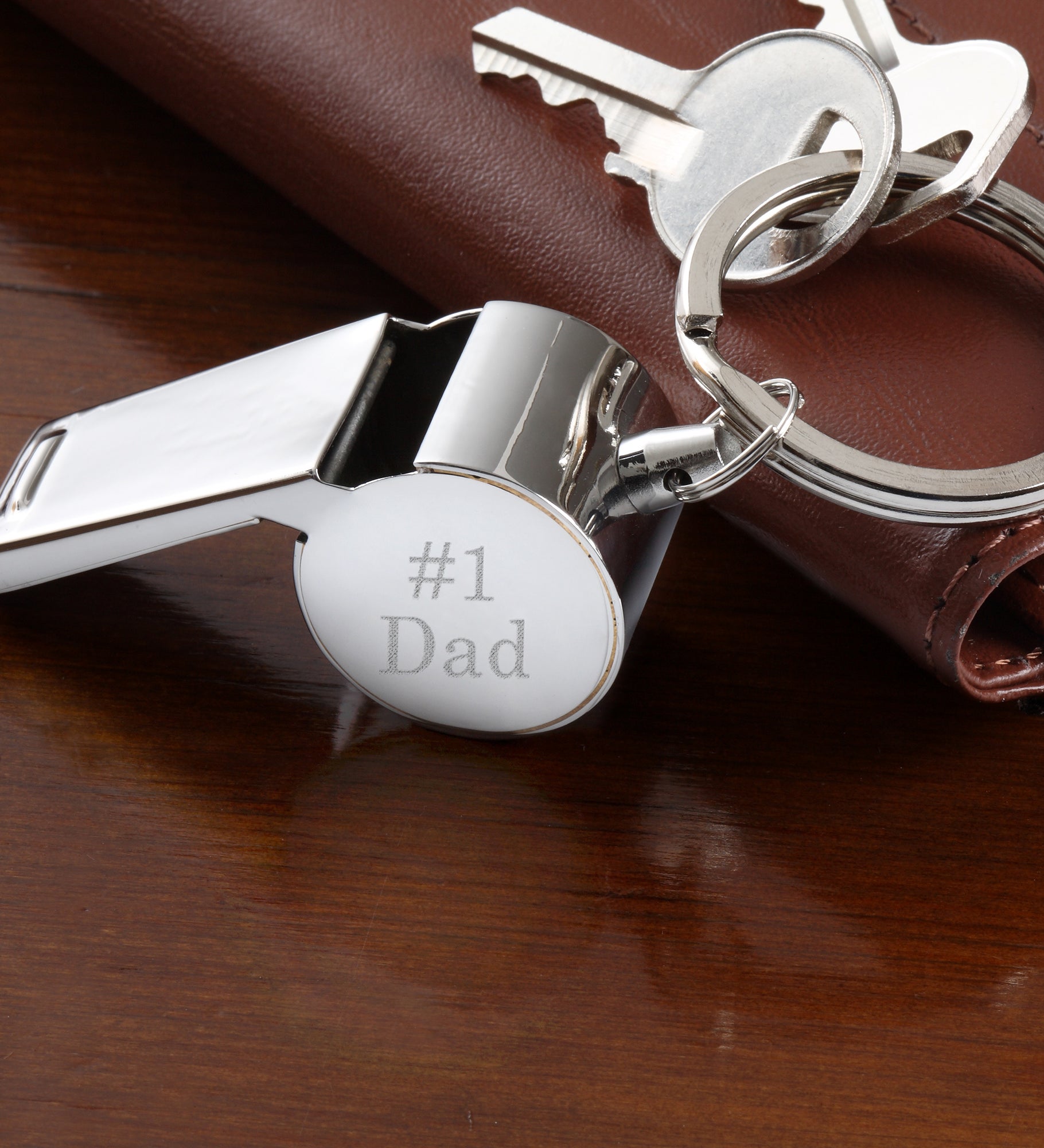 #1 Dad Personalized Whistle Keychain